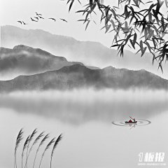 梦幻墨迹水墨壁画晕