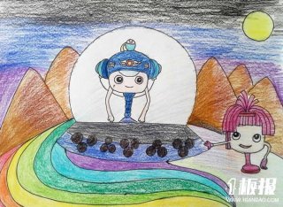 盒子总动员蜡笔画作品图片