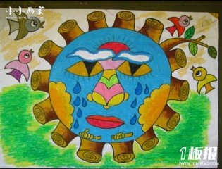 保护森林的环保主题蜡笔