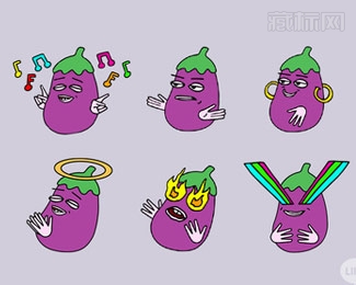 Eggplant Sticker Pack茄子