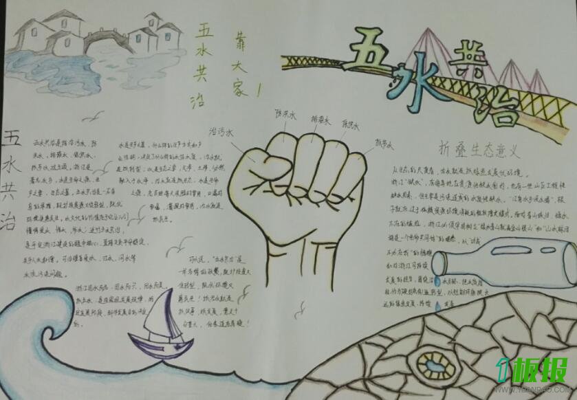 五水共治手抄报初中1