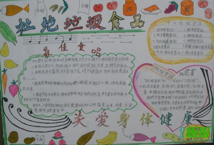 珍爱生命远离垃圾食品手抄报2