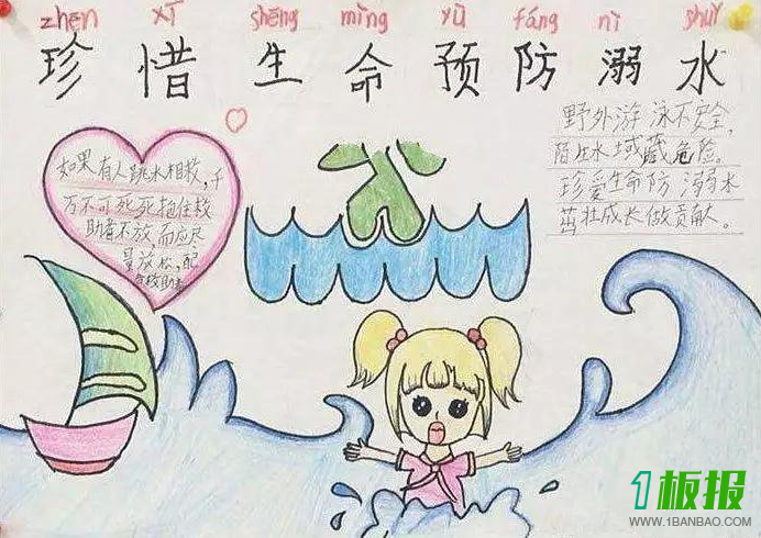 防溺水手抄报简单好画3