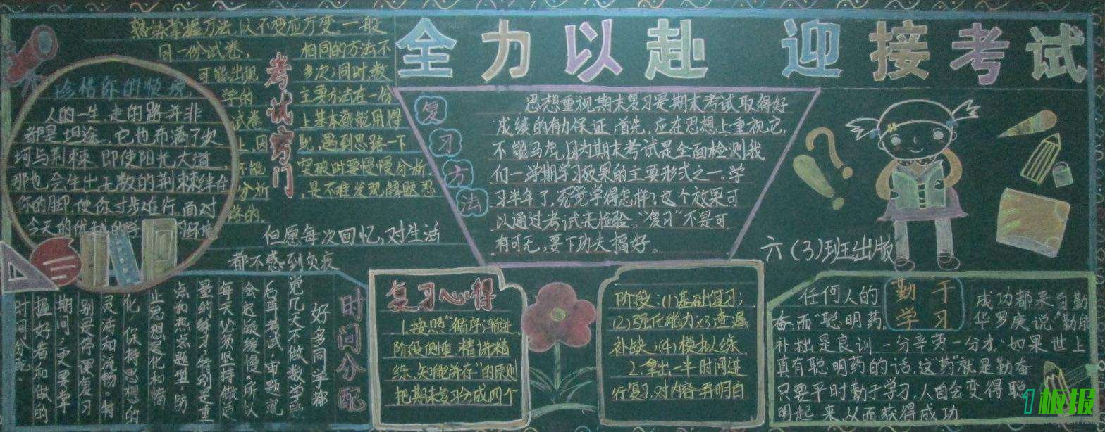 备战期末黑板报内容1