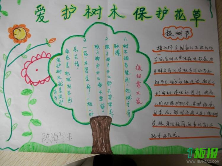 保护花草树木手抄报图片大全1