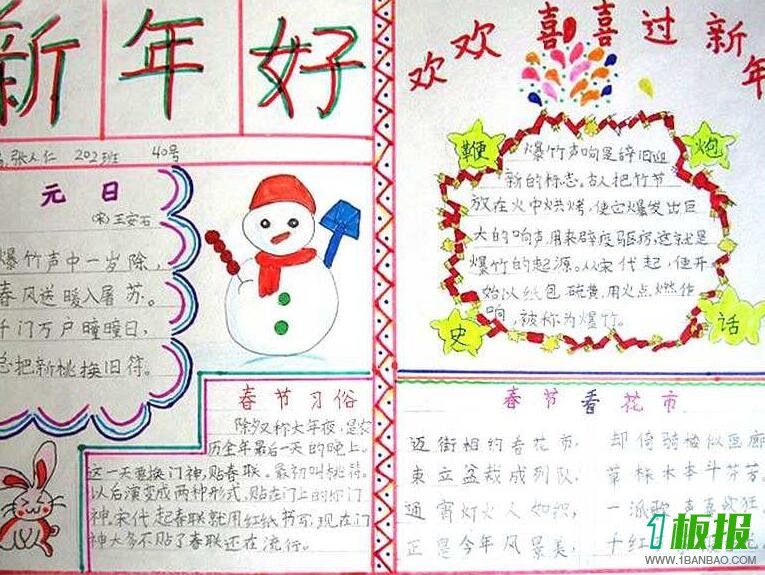 欢欢喜喜过大年手抄报