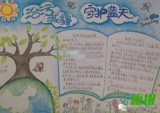 雾霾手抄报
